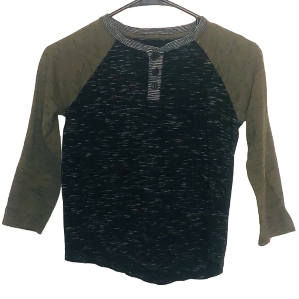 1175 Dark Gray & Olive Green Long Sleeve Raglan Shirt